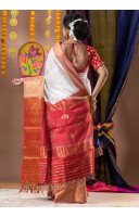 Contrast Color Banarasi Work Border And Pallu Design Premium Quality Matka Silk Saree (KR1812)