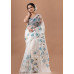 All Over Fabric Worked Muslin Silk Saree With Silver Zari Border (KR1816)