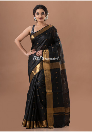 All Over Golden Butta Weaving Soft Silk Saree With Golden Zari Weaving Border (KR1817)