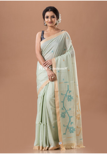 All Over Butta Work Premium Quality Handloom Charka Cotton Saree With Jamdani Pallu (KR1818)