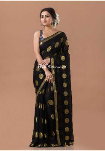 All Over Golden Butta Weaving Georgette Silk Saree (KR1819)