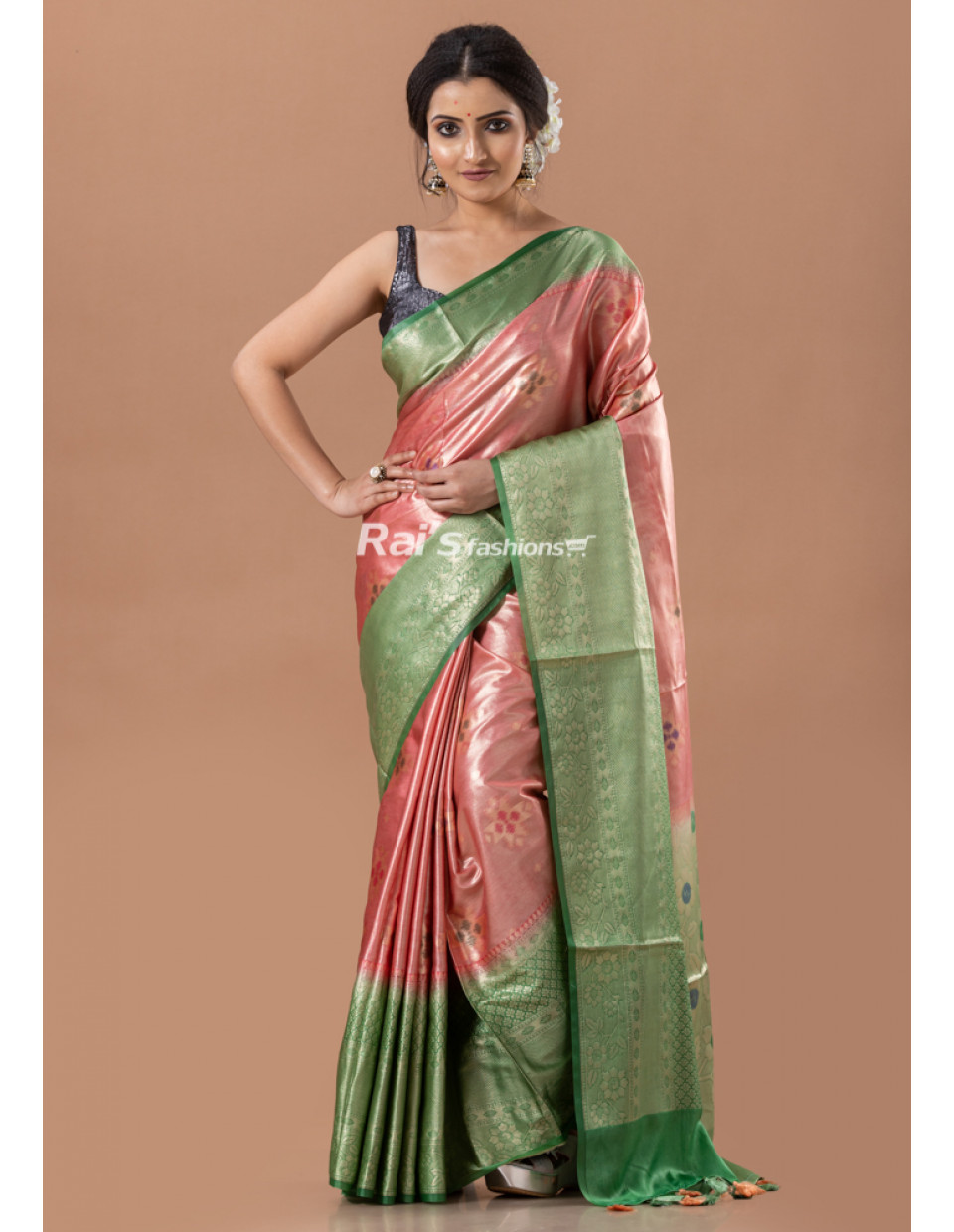 Contrast Color Border And Pallu With All Over Butta Worked One Silk Saree (KR1821)