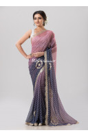 All Over Bandhej Work Chiffon Silk Saree With Cutwork Embroidery Design (KR1804)