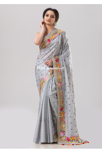 All Over Embroidery Butta Worked Pure Tussar Silk Saree (KR1806)