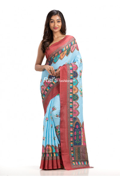 Digital Printed Crape Silk Saree With All Over Sequin (KR1739)
