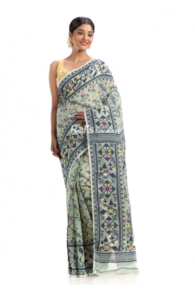 All Over Self Weaving Work Design Soft Reshom Silk Dhakai Jamdani Saree (KR1749)