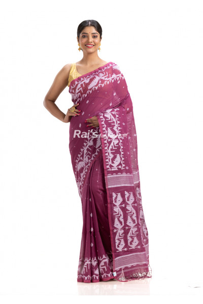 Jamdani Work Weaving Premium Quality Handloom Charka Cotton Saree (KR1761)