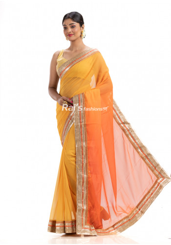 Contrast Color Pallu Design Pure Georgette Silk Saree With Zari Lace Border (KR1763)