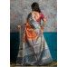 All Over Self Weaving Minakari Banarasi Work Design Silk Linen Saree (KR1842)