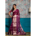All Over Self Weaving  Zari Stripes Semi Organza Silk With Banarasi Worked Border (KR1846)