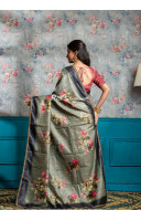 All Over Digital Printed Gicha Silk Saree With Lace Border (KR1849)