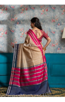 Contrast Color Temple Pattern Border And Stripes Pallu Design Gachi Tussar Silk Saree (KR1850)