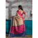 Contrast Color Temple Pattern Border And Stripes Pallu Design Gachi Tussar Silk Saree (KR1850)