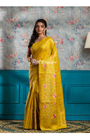 All Over Embroidery Worked Pure Gicha Silk Saree (KR1853)