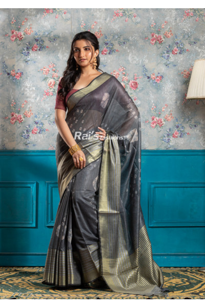 Golden Zari Stripes Border And Pallu Worked Soft Silk Saree With Bandhni Printed (KR1866)