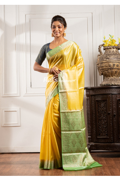 Self Weaving Contrast Color Border And Pallu Design Pure Tussar Silk Saree (KR1923)