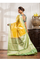 Self Weaving Contrast Color Border And Pallu Design Pure Tussar Silk Saree (KR1923)
