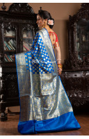 All Over Traditional Banarasi Butta Worked Sky Blue Banarasi Silk Saree (KR1857)