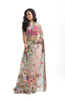 Soft Net Saree With Stone Attached Fine Embroidery Work And Fancy Lace Border (KR2183)