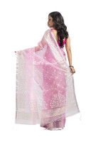 Muslin Silk Saree With All Over Embroidery And Sequence Work - Also Has Highlighted Silver Zari Border (KR2185)