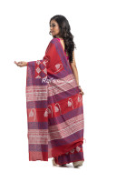 Soft Mulmul Cotton Saree With Contrast Color Fabric Printed Work (KR2195)