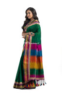 Cotton Silk Saree With Multicolor Pallu And Contrast Color Self Weaving Border - Also Has Golden Zari Lace (KR2196)