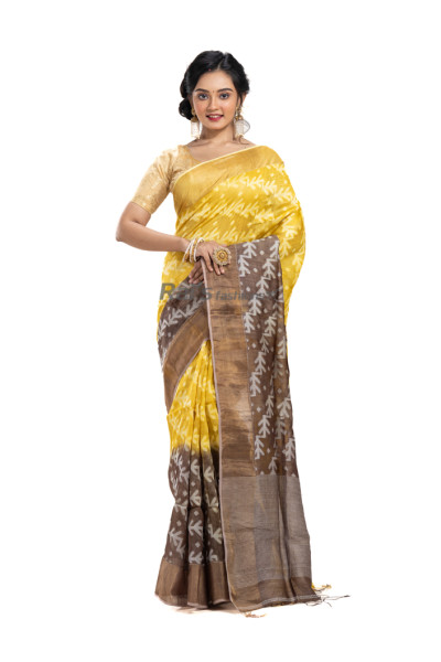 Premium Quality Handloom Tussar Silk Saree With Contrast Color Dye Pallu And All Over Fine Weaving Work (KR2143)