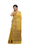 Dupion Silk Cotton Saree With All Over Copper Golden Zari Traditional Banarasi Weaving Butta Also Border And Pallu Has Banarasi Weaving Work (KR2137)