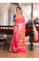 All Over Fine Hand Weaving Banarasi Silk Saree With Contrast Color Piping Border (KR1935)