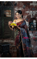 All Over Floral Printed Organza Silk Saree With Lace Border (KR817)