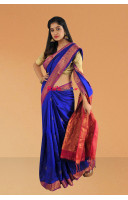 Pure Handloom Matka Benarasi Saree With Contrast Color Border And Butta Work All Over Pallu Weaving Work (KR626)