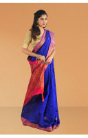 Pure Handloom Matka Benarasi Saree With Contrast Color Border And Butta Work All Over Pallu Weaving Work (KR626)