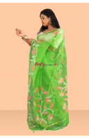 Pure Muslin Silk Saree With All Over Handweaving Traditional Jamdani Work (KR632)