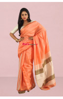 Handloom Tussar Gicha Silk Patli Pallu Saree With Stripes Pattern Pallu (KR637)