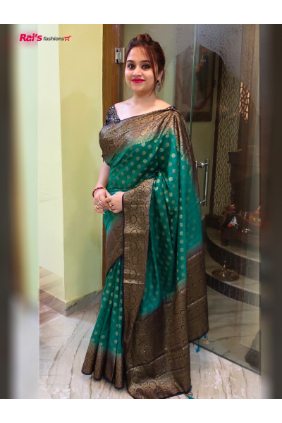 Handloom Soft Silk Saree With Benarasi Weaving Work (RAI555)