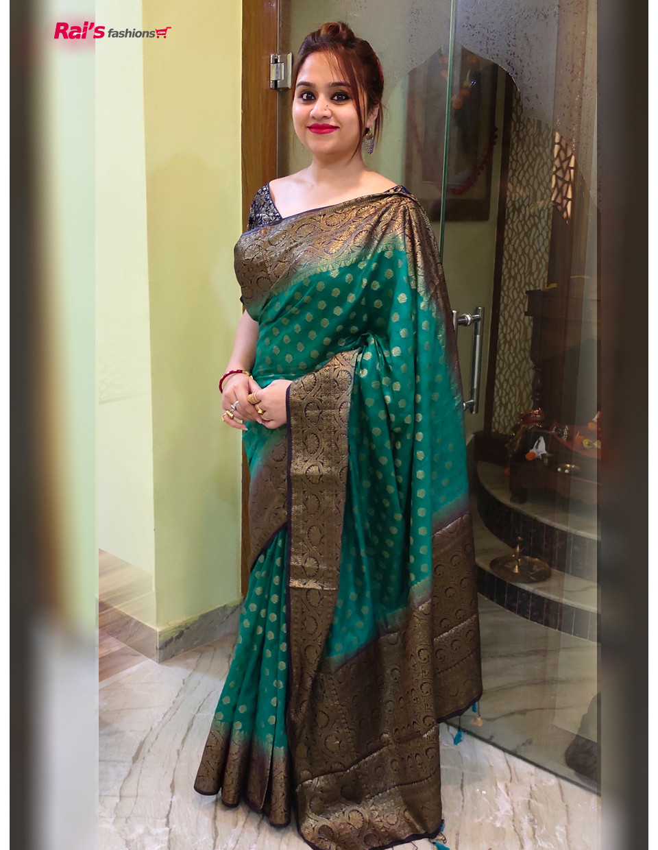 Handloom Soft Silk Saree With Benarasi Weaving Work (RAI555)