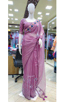 Premium Quality Organza Silk Saree With Handwork On The Pleats And Pallu Section (KR2286)