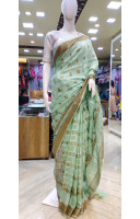 Silk Linen Saree With All Over Self Weaving And Highlighted Golden Zari Weaving Work On All Over Body (KR2294)