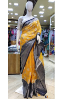 Silk Linen Saree With Traditional Benarasi Butta Weaving Saree With Contrast Color Benarasi Work Border And Pallu - Also Has Contrast Color Latkan Design At The End Of The Pallu (KR2292)