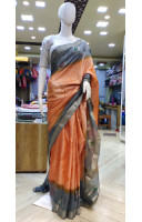 Silk Linen Saree With Silver Benarasi Weaving On All Over Body And Contrast Color Border And Pallu Saree (KR2297)