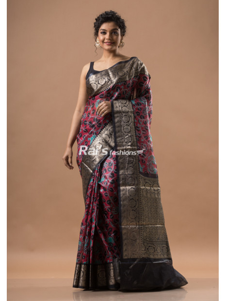 Digital Printed Silk Linen Saree (RAID6)