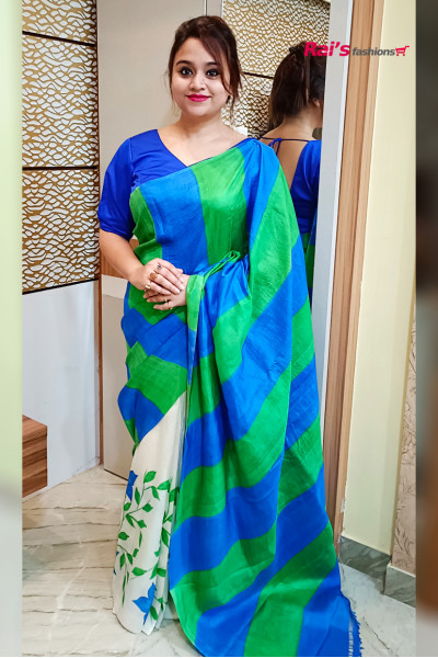 Pure Bishnupuri Silk Saree With Hand Print Design (KR1024)