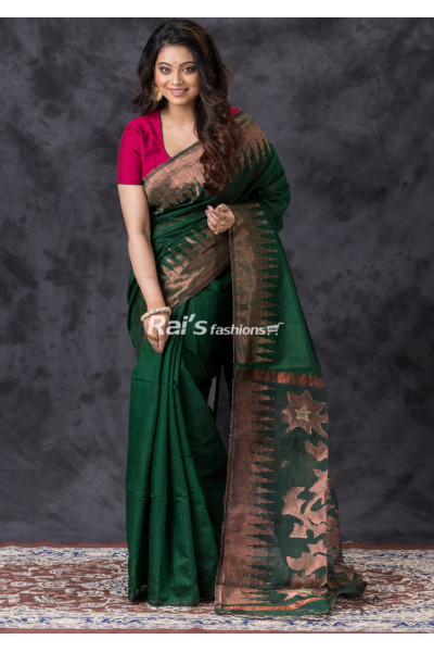 Golden Temple Border Design Matka Silk Saree With Muslin Silk Pallu (KR1268)