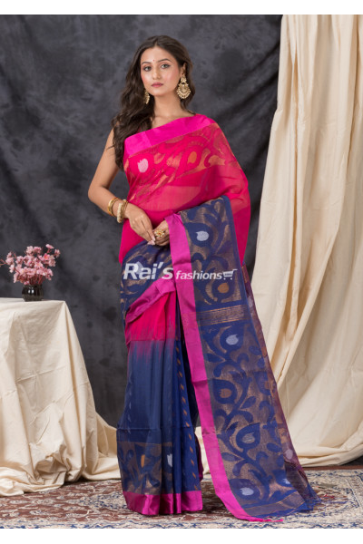Contrast Color Border And Pallu With Weaving Worked Design Cotton Silk Saree (KR1358)