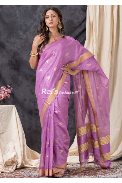 All Over Golden Butta Weaving Soft Silk Saree With Golden Zari Border (KR1386)