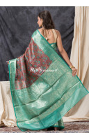 Digital Printed Silk Linen Saree With Banarasi Border (KR1410)