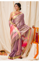 All Over Self Weaving Tissue Silk Saree With One Inch Golden Zari Border (KR1063)