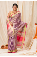 All Over Self Weaving Tissue Silk Saree With One Inch Golden Zari Border (KR1063)