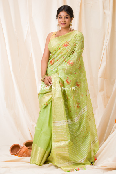 All Over Embroidery Worked Silk Linen Saree (KR1094)