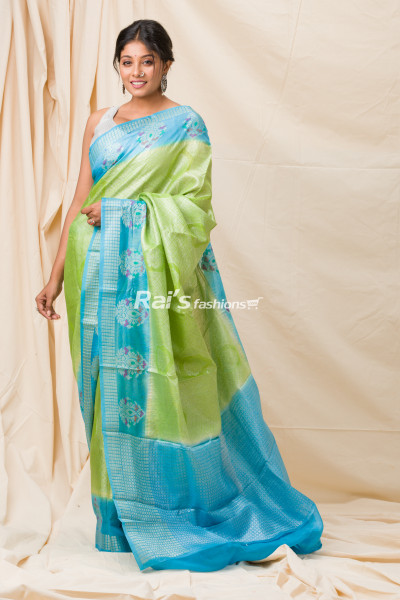 All Over Self Weaving Worked Silk Linen Saree (KR1086)